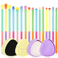 Docolor 16Piece Colorful Eye Makeup Brushes + Makeup Brushes Cleaner Set,Professional Eye Shadow Blending Brush Set with Solid Soap Cleanser & Color Removal Sponge & Silicone Brush Cleaner