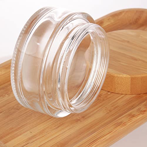 100g Glass Jars with Bamboo Lids - Refillable Cosmetic Containers, 5 Pack