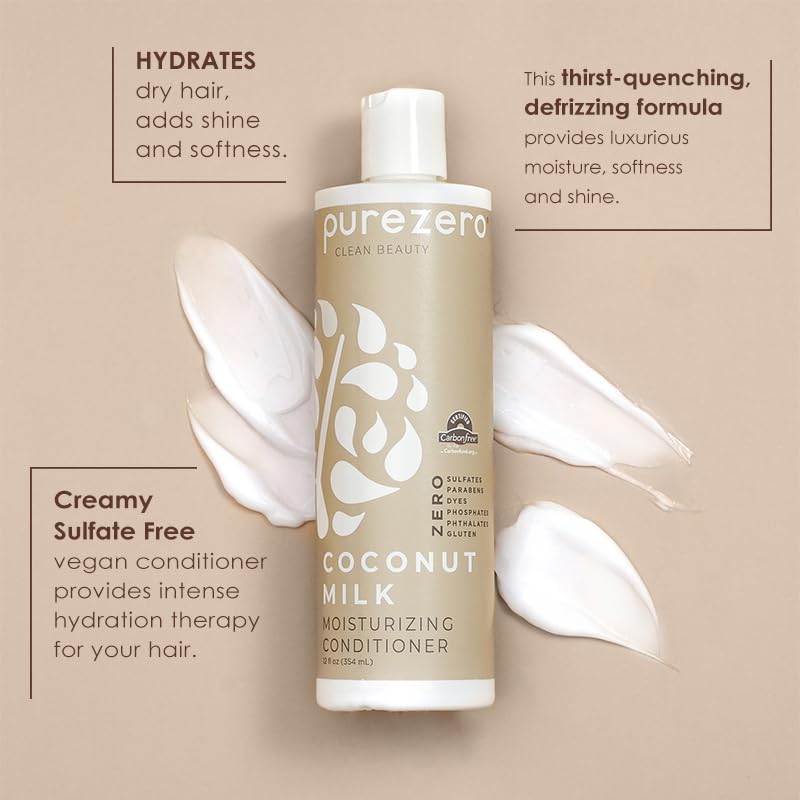 12 Fl Oz Coconut Milk Shampoo & Conditioner Set - Vegan, Sulfate-Free, Hydrating