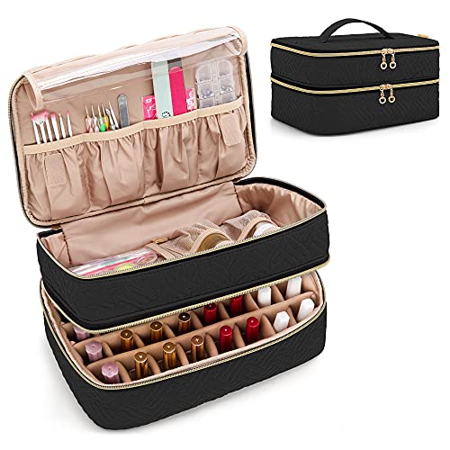 BAFASO Nail Polish Organizer Holds 40 Bottles - Black, Resizable Divider