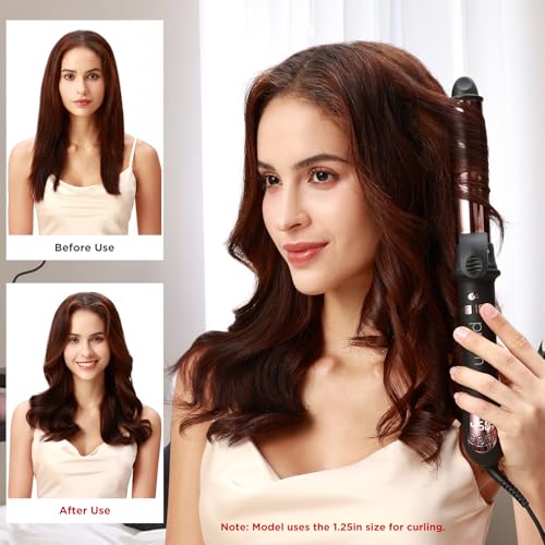Prizm 1.25 Inch Curling Iron for Big Curls - Rotating Wand, LCD Display, 450°F, Auto-Shutoff, Dual Voltage - Variation of 1.25 Inch / 32mm