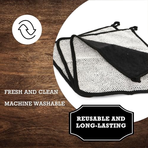 Terry Wash Cloths for Face and Body, Dual-Sided Cleansing and Exfoliating Washcloths, Machine Wash, Black, 3 Count