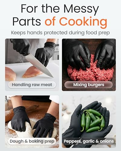 X-Large Black Nitrile Disposable Food Prep Gloves 5 Mil Case of 1000