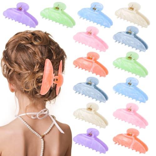 Large Non-Slip Acrylic Hair Claw Clips Set - Bulk 14 Pack for Women & Girls