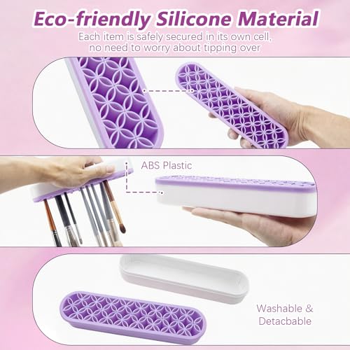 QUYLIXX Multicolor Silicone Makeup & Brush Organizer Set - 4 Pcs Travel Storage