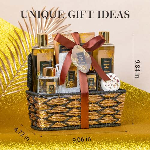 Charcoal & Cedar Spa Gift Set for Men & Women - 14PCS Relaxation Kit with Body Butter & Bubble Bath