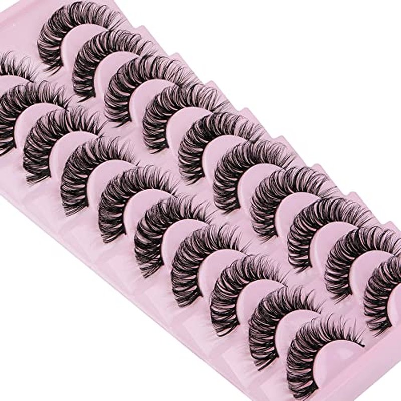 Eyelashes Russian Strip Lashes D Curly False Eyelashes Wispy Natural Cat Eye False Lashes Look like Eyelash Extensions 10 Pairs by Yawamica (Pack of 2)