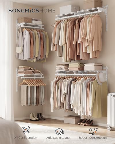 SONGMICS HOME 3-Tier Closet Organizer System for 4-8 ft Wide Closets