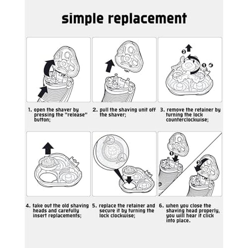 6 Pack SH30 Replacement Heads Compatible with Philips Norelco Shaver 2400 Replacement Blades Compatible with Norelco Replacement Heads for Electric Razor for Men 3900 3800 3600 2300, Gifts for Men