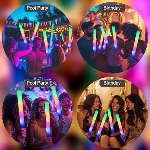 204Pcs Foam Glow Sticks Bulk with 3 Modes Colorful Flashing for Weddings & Parties - Variation of THIS listing