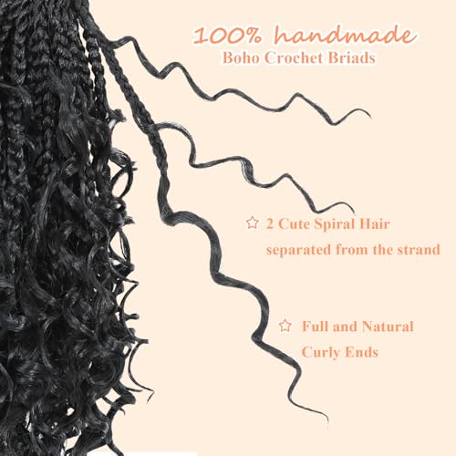 8 Inch Goddess Box Braids Crochet Hair 9 Packs with Curly Ends - 1B/30 Variation