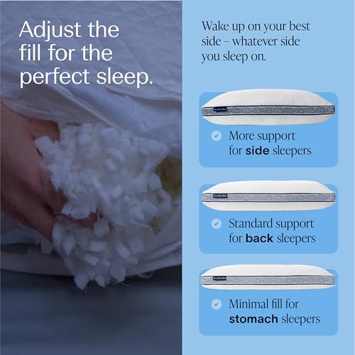 Sapphire Queen Pillow with Shredded Memory Foam & Adjustable Loft - DreamyBlue