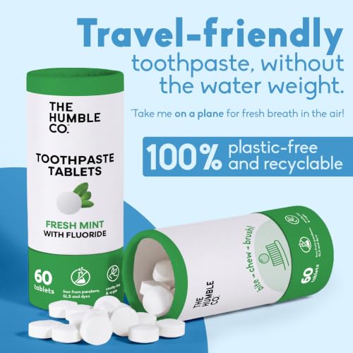 Chewable Toothpaste Tablets with Fluoride - Mint - The Humble Co. - Pack of 180