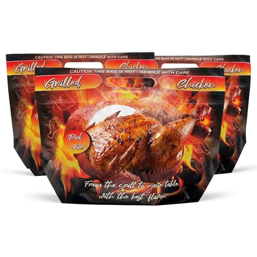 250-Pack Hot Food Takeout Bags with Anti-Fog Window & Handle – Roasted Chicken Carrier – Microwave & Heat Safe