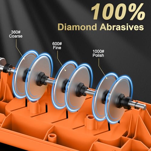 Electric Knife Sharpener 3-Stage Diamond Abrasives - Black Orange