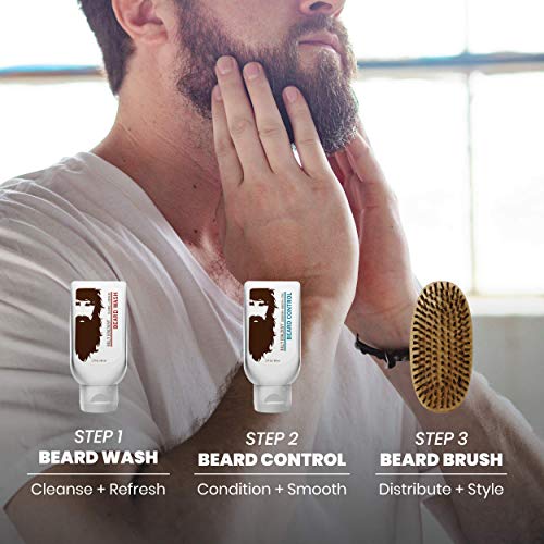 Original Beard Envy Facial Hair Refining Kit with Beard Wash & Boar Bristle Brush