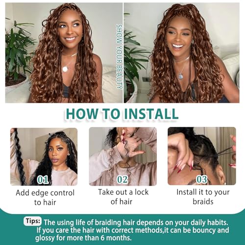 Protaw 14 Inch #27p613 Deep Wave Human Braiding Hair 120g Boho Curly Extensions