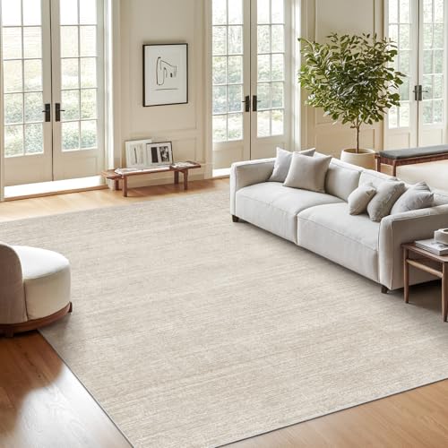 Beige 6x9 Area Rug Non Slip Washable Living Room Carpet - Valenrug