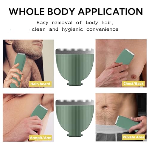 Replacement Blades Compatible with Meridian Trimmer Blades,Green Ceramic Blades for Meridian Replacement Blades Compatible with Meridian Body Trimmer (Oynx,Sage & Ocean),Stainless Steel,2 Pack.