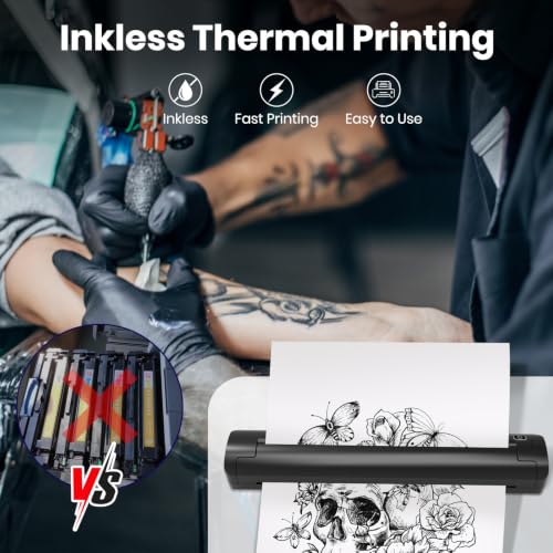 Wireless Tattoo Stencil Printer Machine - Black Variation for Artists & Beginners