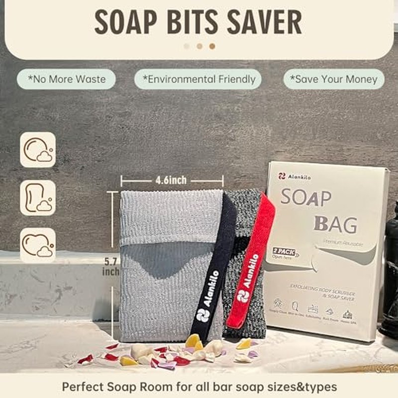 2 Pieces Soap Bags for Soap Bars, Exfoliating Soap Saver Bags, Foaming Bar Soap Pouches for Use in Baths or Showers (White)