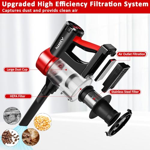 Iwoly C150 Cordless Vacuum Cleaner 18000Pa, Lightweight Handheld Stick & Car Vacuum with HEPA Filter