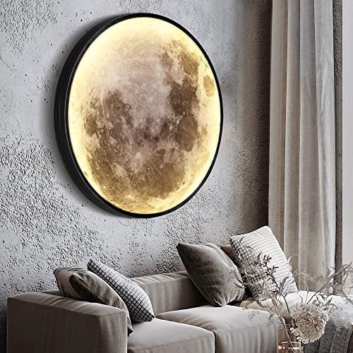 19.6 Inch Dimmable Moon Wall Light with Remote Control - Modern LED Indoor Wall Sconce