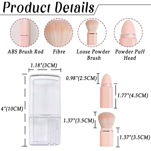 Vtrem Portable Retractable Makeup Brushes Set - 8 in 1 Travel Powder, Angled, Lip, Eyeshadow, Foundation Blending, Beauty Sponge All in One Make Up Brush Set