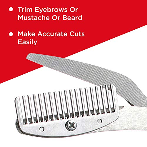 Seki Edge Eyebrow Scissors Comb (SS-605) - Stainless Steel Eyebrow Trimmer Scissor Comb for Trimming Eye Brows, Beards, & Mustaches - for Men & Women - Made in Japan