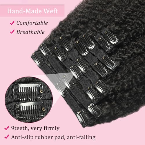26 Inch Kinky Straight Clip-In Hair Extensions - Natural Black, 125g