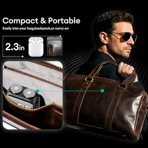PAXA Gray Mini Electric Shaver for Men, Portable Rotary Razor, Waterproof & Fast Charging
