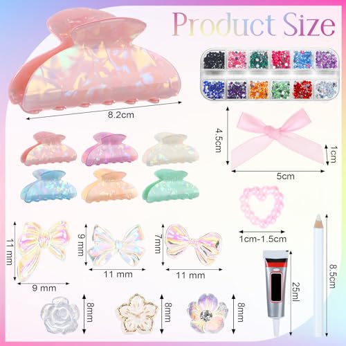 DIY Hair Claw Clip Kit with Rhinestones and Decorations - Classic