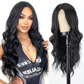 LINGHANG Black 1 26-Inch Curly Wavy Wig for Women, Natural Look