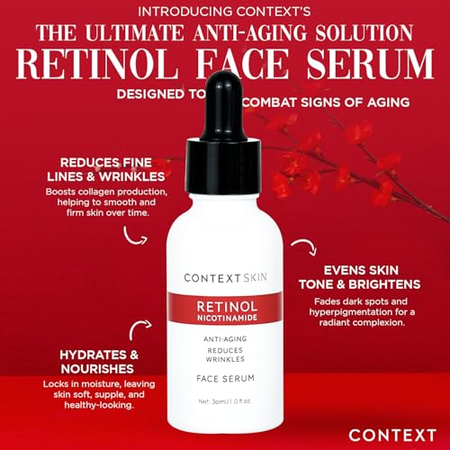 Context Skin Retinol Face Serum ? Retinol Serum for Face Anti Aging, Anti-Wrinkle Formula to Smooth Fine Lines, Enhance Firmness & Restore Radiance, Hydrating Night Treatment for Even Skin - 1 Fl oz