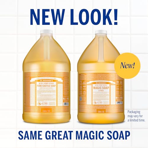 Dr. Bronner's Citrus Liquid Castile Soap Refill 128 Fl Oz - Bulk 1 Gallon