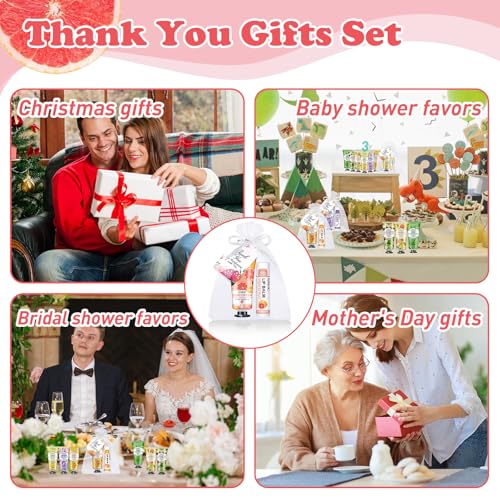 60 Pack Hand Cream and Lip Balm Bulk Gift Sets with Thank You Cards & Organza Bags – Assorted Scents