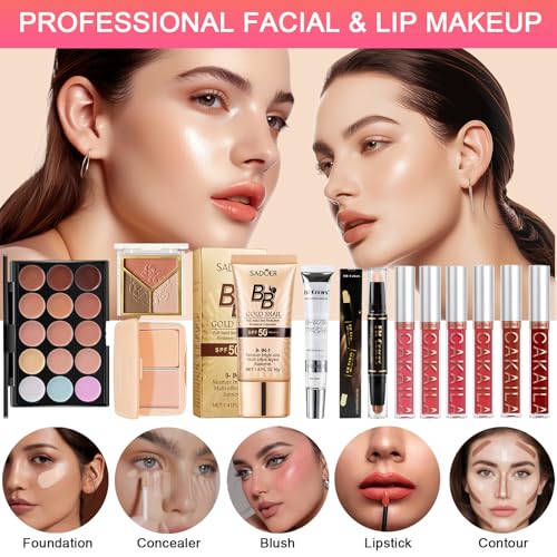 All-in-One Makeup Kit for Women - Full Face Travel Cosmetic Set with Brushes & Accessories