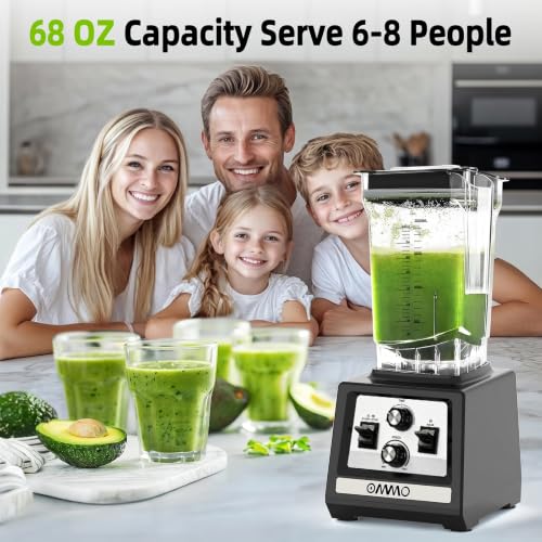 OMMO 1800W Countertop Blender for Smoothies & Ice Crushing - Black