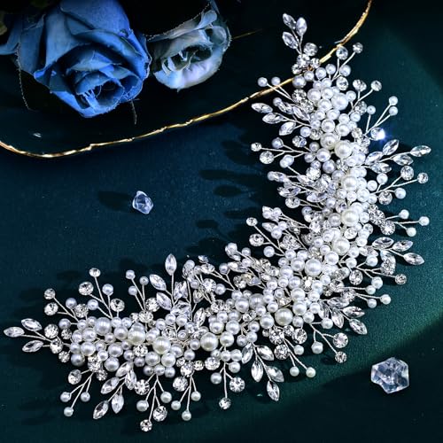 Pearl and Rhinestone Bridal Headpiece Wedding Headband Elegant Hair Accessory
