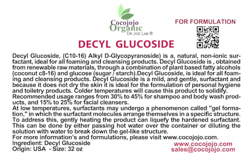Oriental Decyl Glucoside Natural Surfactant for Soap Making & Skin Care - 32 Fl Oz