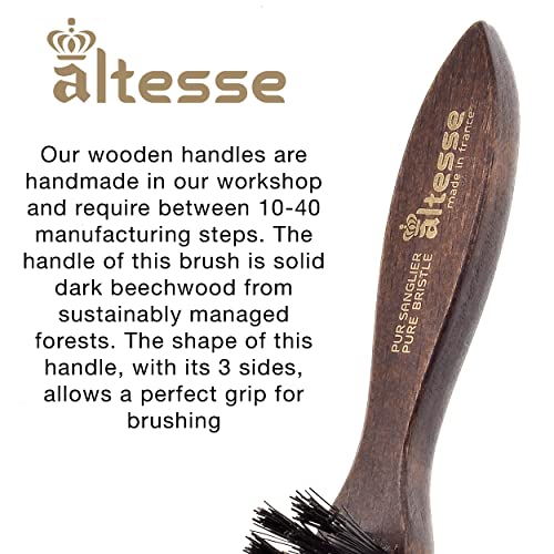 Altesse 320 PM Boar Bristle Beard Brush for Men Beard and Mustache Beard Grooming Kit Dark Beechwood Small Beard Brush Mini with 3 Rows of 100% Firm Boars Hair Beard Brush (5.5") Handmade in France