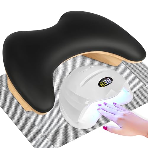 SZSJA Hand Rest for Nails Tech (Black) – U Shape Arm Rest with Detachable Brackets