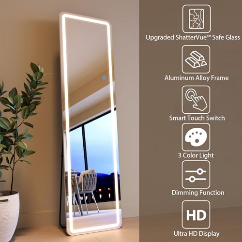 60-inch Full Length Mirror with LED Lights for Bedroom Floor Decor