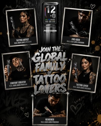 POSEIDON Wireless Tattoo Gun Kit 2PCS 2300mAh Battery LED Display - Two Battery