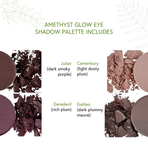 Refillable Eye Shadow Palette - Amethyst Glow, 4 Shades, Vegan & Eco-Friendly