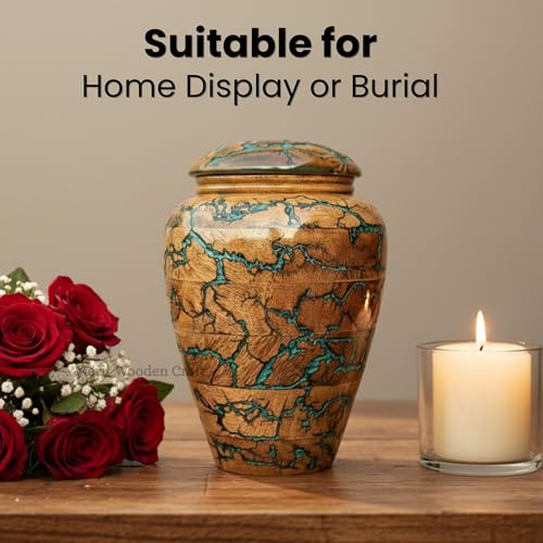 Large Wooden Resin Cremation Urn for Human Ashes - Merit Wooden Craft, Male/Female, Custom Funeral Box