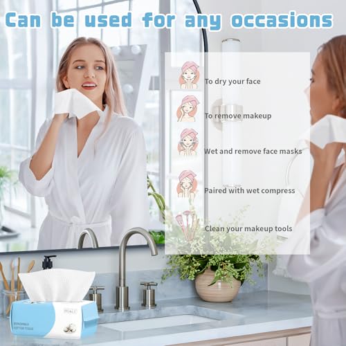 MISHCHI 600 Biodegradable Facial Wipes - 100 Count Pack of 6, Soft & Gentle for Sensitive Skin