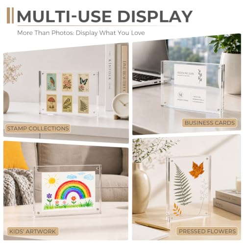 TWING 5x7 Acrylic Picture Frames Set 5 Pack, 24mm Thick Frameless Clear Photos