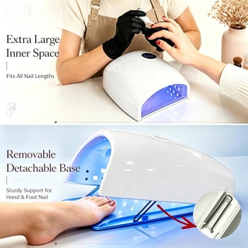 White 96W Cordless UV LED Nail Lamp with 4 Timers & Auto Sensor