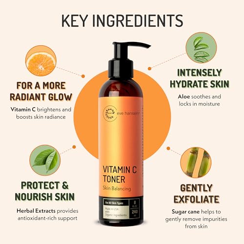 Vitamin C Toner for Face - Hydrating Pore Minimizer with Aloe & Tea Tree, 8 oz